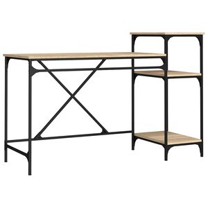 vidaXL Skrivbord med hyllor sonoma-ek 135x50x90cm konstruerat tr&auml;&j&auml;rn