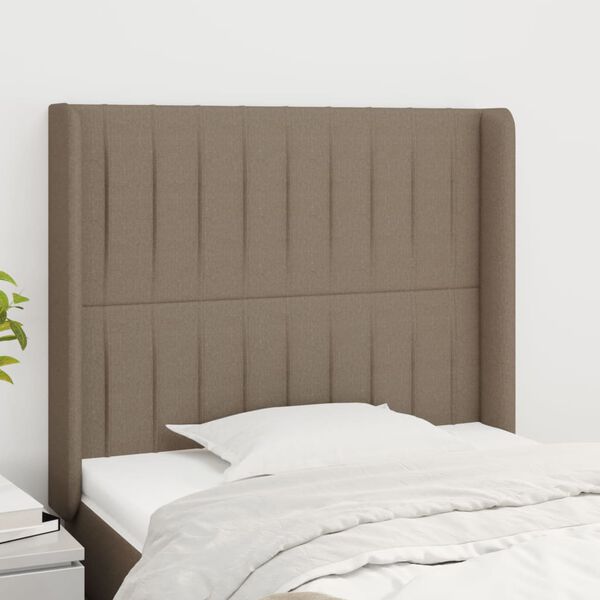 vidaXL S&auml;nggavel med kanter taupe 93x16x118/128 cm tyg