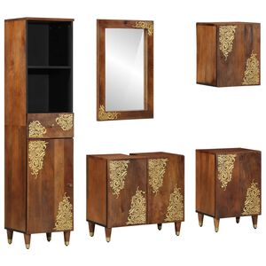vidaXL Badrumssk&aring;psset 5 st Honung brun 62 x 33 x 58 cm
