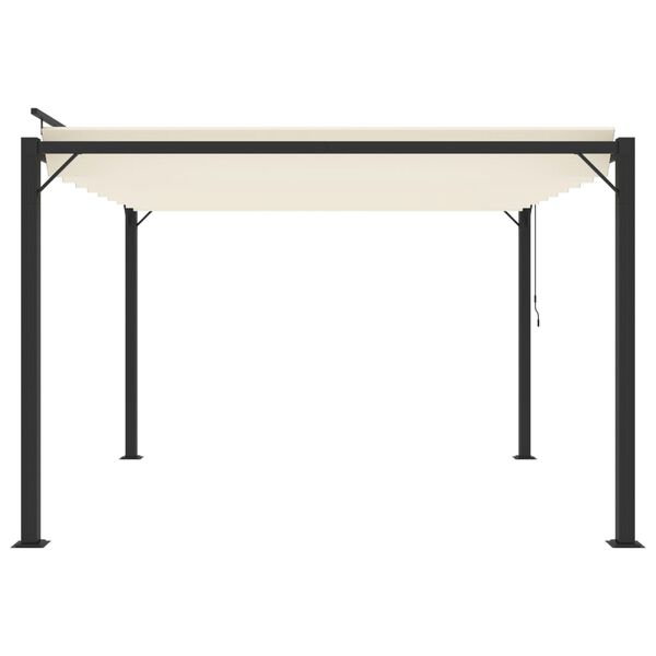 vidaXL Paviljong med lamelltak 3x3 m gräddvit tyg och aluminium