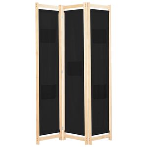 vidaXL Rumsavdelare 3 paneler 120x170x4 cm svart tyg