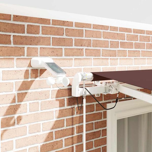 vidaXL Markis automatiskt inf&auml;llbar med LED brun 300x250 cm