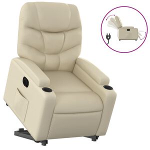 vidaXL Reclinerf&aring;t&ouml;lj med uppresningshj&auml;lp gr&auml;ddvit konstl&auml;der