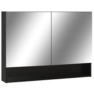 vidaXL LED-Spegelsk&aring;p f&ouml;r badrum svart 80x15x60 cm MDF