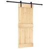 vidaXL Skjutd&ouml;rr Naturlig och svart 80 x 210 cm Massiv furutr&auml;d&ouml;rr