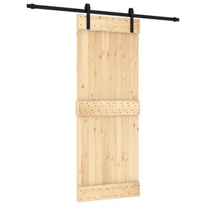 vidaXL Skjutd&ouml;rr Naturlig och svart 80 x 210 cm Massiv furutr&auml;d&ouml;rr