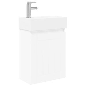 vidaXL Badrumsspegel med kran Vit 45,5 x 25,5 x 84 cm