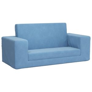vidaXL B&auml;ddsoffa f&ouml;r barn 2-sits bl&aring; mjuk plysch