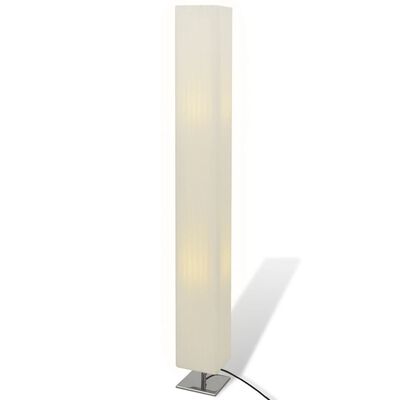 Fyrkantig golvlampa i rostfritt stål och lampskärm i PE vit
