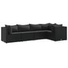 vidaXL Loungegrupp med dynor 5 delar konstrotting svart
