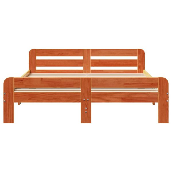 vidaXL S&auml;ngram utan madrass vaxbrun 160x200 cm massiv furu