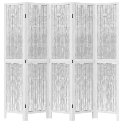 vidaXL Rumsavdelare 5 paneler vit massivt kejsarträ
