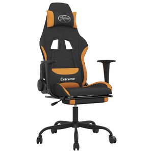 vidaXL Gamingstol med fotst&ouml;d och massage svart och orange tyg