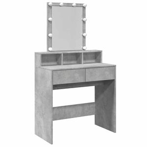 vidaXL Sminkbord med LED betonggr&aring; 80x41x144,5 cm