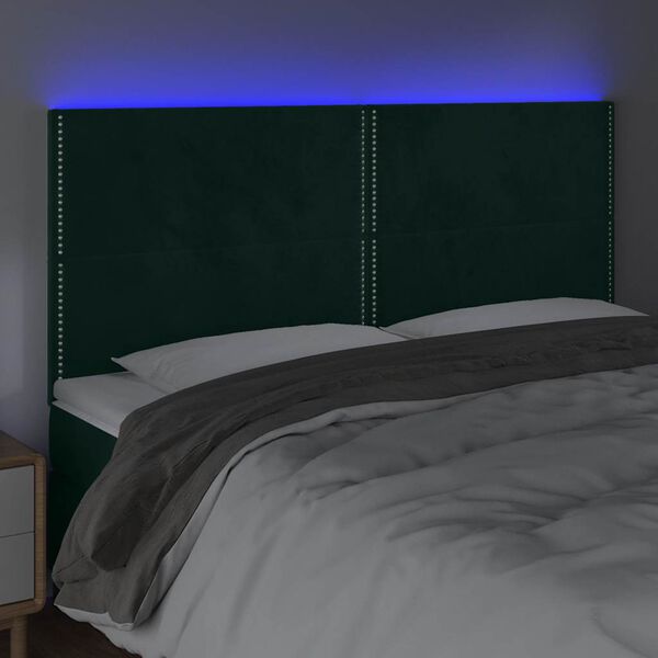 vidaXL S&auml;nggavel LED m&ouml;rkgr&ouml;n 160x5x118/128 cm sammet