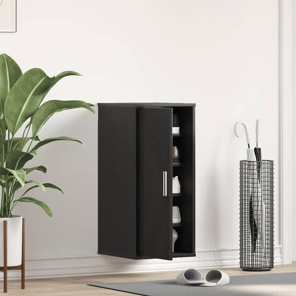 vidaXL Skoskåp svart ek 32x35x70 cm konstruerat trä