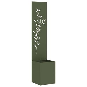 vidaXL Tr&auml;dg&aring;rds integritetssk&auml;rm Blommor Olivgr&ouml;n 32 x 32 x 150 cm