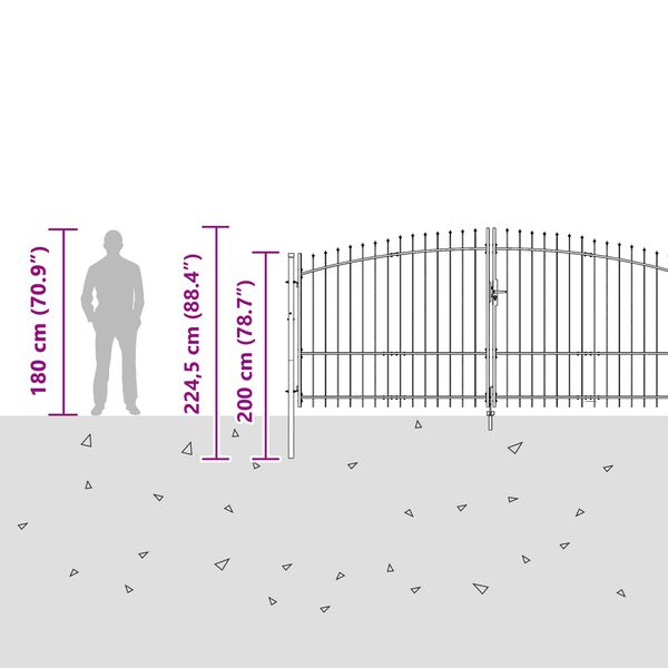 vidaXL Tr&auml;dg&aring;rdsgrind med l&aring;s Gr&aring; 195 x 400 cm St&aring;l