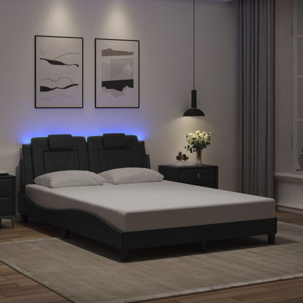 vidaXL Bed Frame "Viana" with LED without Mattress Black 140x190 cm