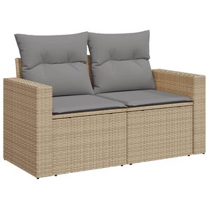 vidaXL Tr&auml;dg&aring;rdssoffa 2-sits med dynor konstrotting beige