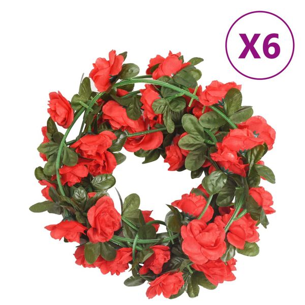 vidaXL Blomstergirlanger 6 st r&ouml;d 240 cm