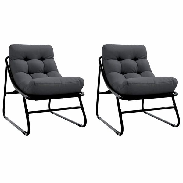 vidaXL Tr&auml;dg&aring;rdsm&ouml;bler med kudde 2 pcs Svart 81 x 60.5 x 71 cm