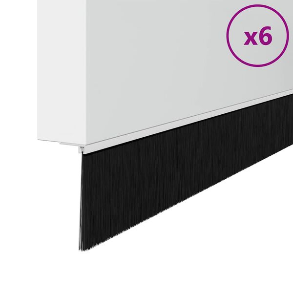 vidaXL Sj&auml;lvh&auml;ftande d&ouml;rrborstlist 6 pcs Vit 100 cm Aluminiumlegering