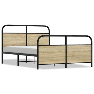 vidaXL S&auml;ngram utan madrass metall sonoma-ek 137x190 cm