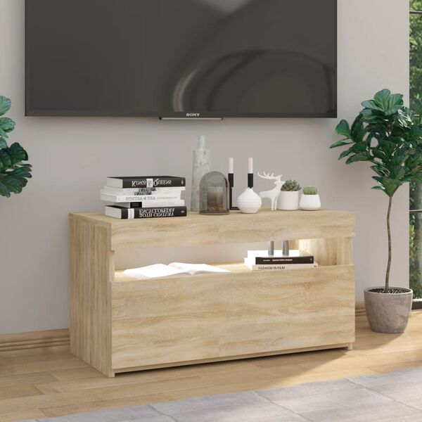 vidaXL Tv-bänk med LED-belysning sonoma-ek 75x35x40 cm