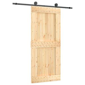 vidaXL Skjutd&ouml;rr Naturlig och svart 90 x 210 cm Massiv furutr&auml;d&ouml;rr