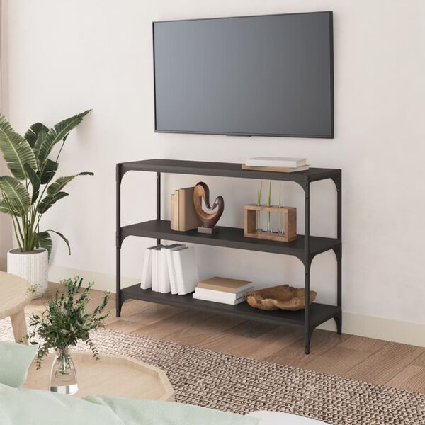 vidaXL Bokhylla svart 100x33x70,5 cm konstruerat tr&auml; och st&aring;l