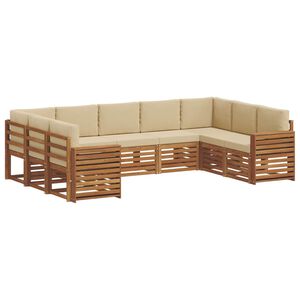 vidaXL Sektionsoffgrupp med kudde 9 pcs Naturlig och Beige
