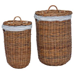 vidaXL Tv&auml;ttkorg 2 pcs Brun Kubu Rattan