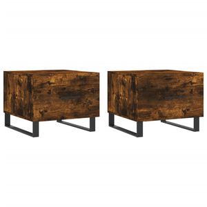 vidaXL Soffbord 2 st r&ouml;kf&auml;rgad ek 50x50x40 cm konstruerat tr&auml;