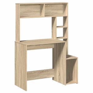vidaXL Skrivbord med hyllor sonoma-ek 100x45x140 cm konstruerat tr&auml;
