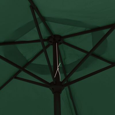 vidaXL LED Frihängande parasoll 3 m grönt