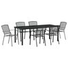 vidaXL Tr&auml;dg&aring;rdsm&ouml;belset 7 pcs Antracit Pulverlackerat st&aring;l
