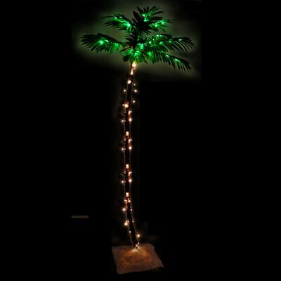 vidaXL Palmträd med LED varmvit 96 LEDs 180 cm