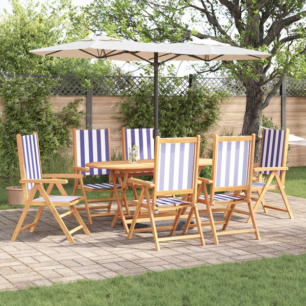 vidaXL Trädgårdsmöbelset 7 pcs Blå och vit massivt akacia