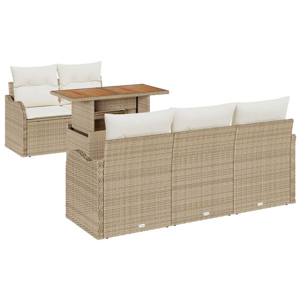 vidaXL Tr&auml;dg&aring;rdsoffset med lagring 6 pcs Beige Poly rattan