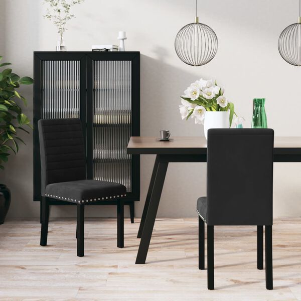 vidaXL Matstolar 2 st svart sammet