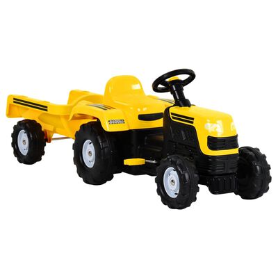 vidaXL Pedaltraktor med släp för barn gul