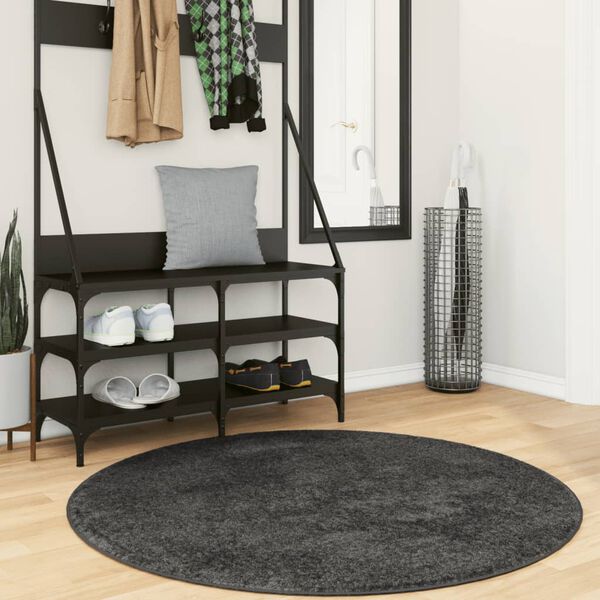 vidaXL Ryamatta PAMPLONA l&aring;ng lugg modern antracit &Oslash; 120 cm
