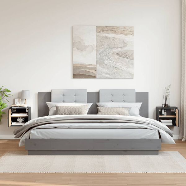 vidaXL Väggskåp 2 st grå 31,5x30x30 cm massiv furu