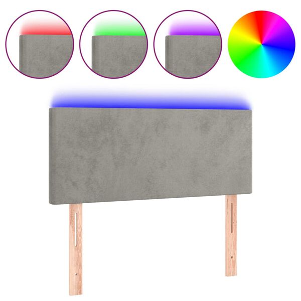 vidaXL S&auml;nggavel LED ljusgr&aring; 80x5x78/88 cm sammet