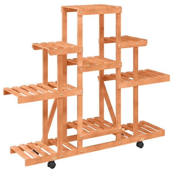 vidaXL Växtställ med hjul 110x25x101 cm massiv furu