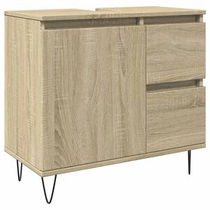 vidaXL Badrumssk&aring;p sonoma-ek 65x33x60 cm konstruerat tr&auml;