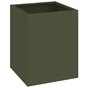 vidaXL Tr&auml;dg&aring;rdsplanterare Olivgr&ouml;n 32 x 32 x 40 cm Kallvalsat st&aring;l