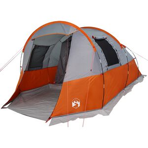 vidaXL Campingt&auml;lt tunnel 4 personer gr&aring; och orange vattent&auml;tt