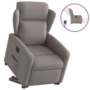vidaXL Elektrisk reclinerf&aring;t&ouml;lj med uppresningshj&auml;lp taupe tyg